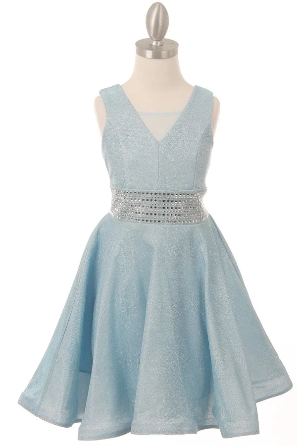 Lurex flickklänning med studsad midja från Cinderella Couture USA AS5070