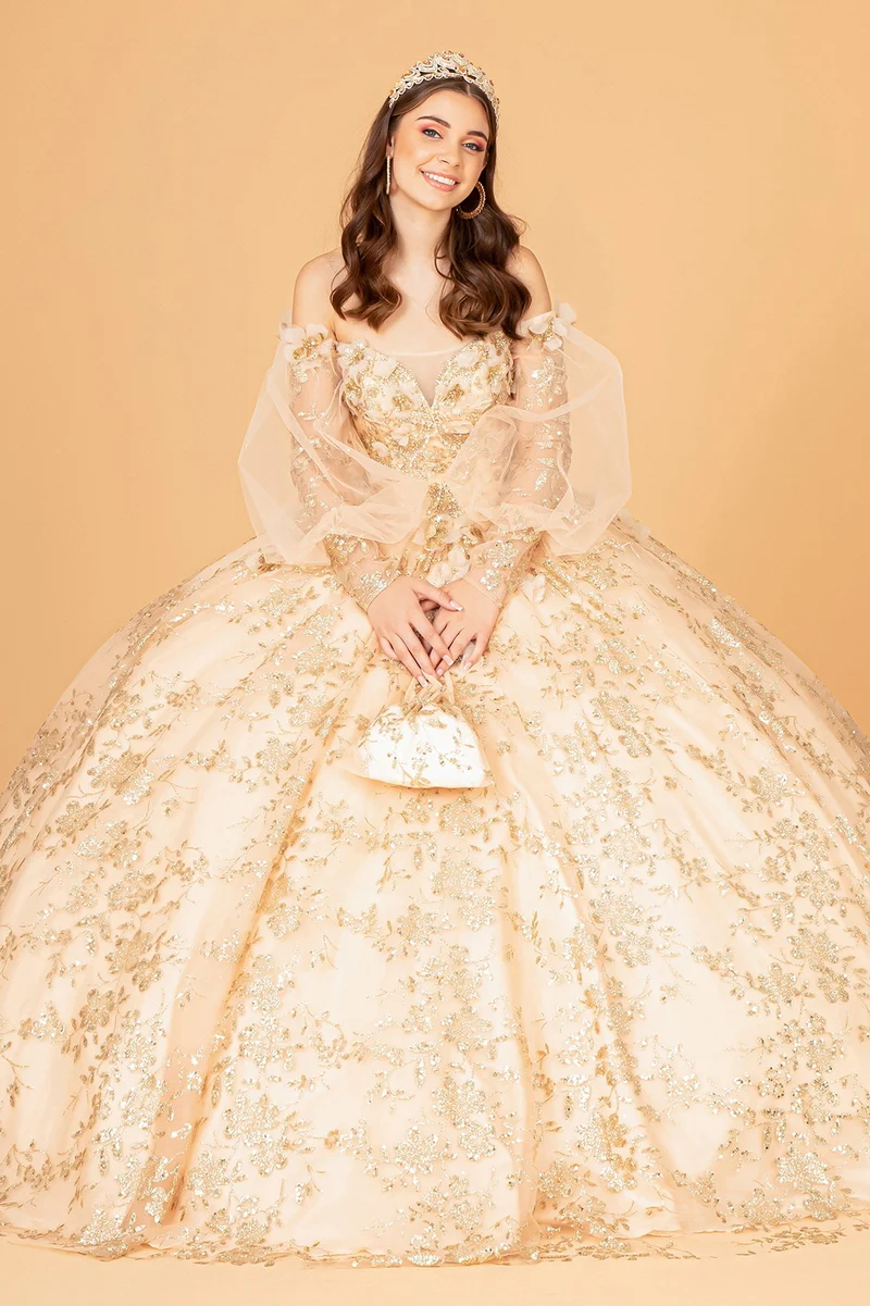 Elizabeth K - GL3071 - Mesh Off The Shoulder Quinceanera-klänning
