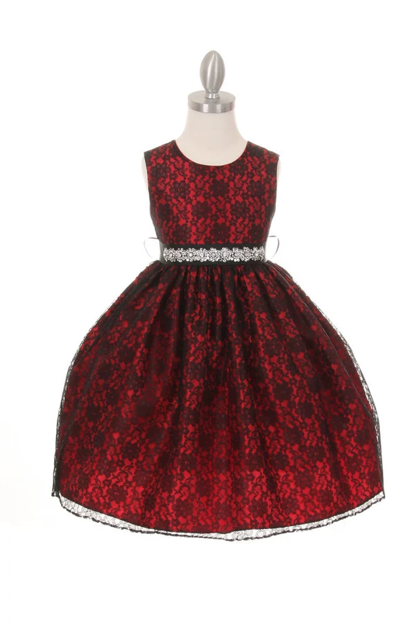 Rinestone Lace Taffeta Girl Party Dress från Cinderella Couture USA AS1132