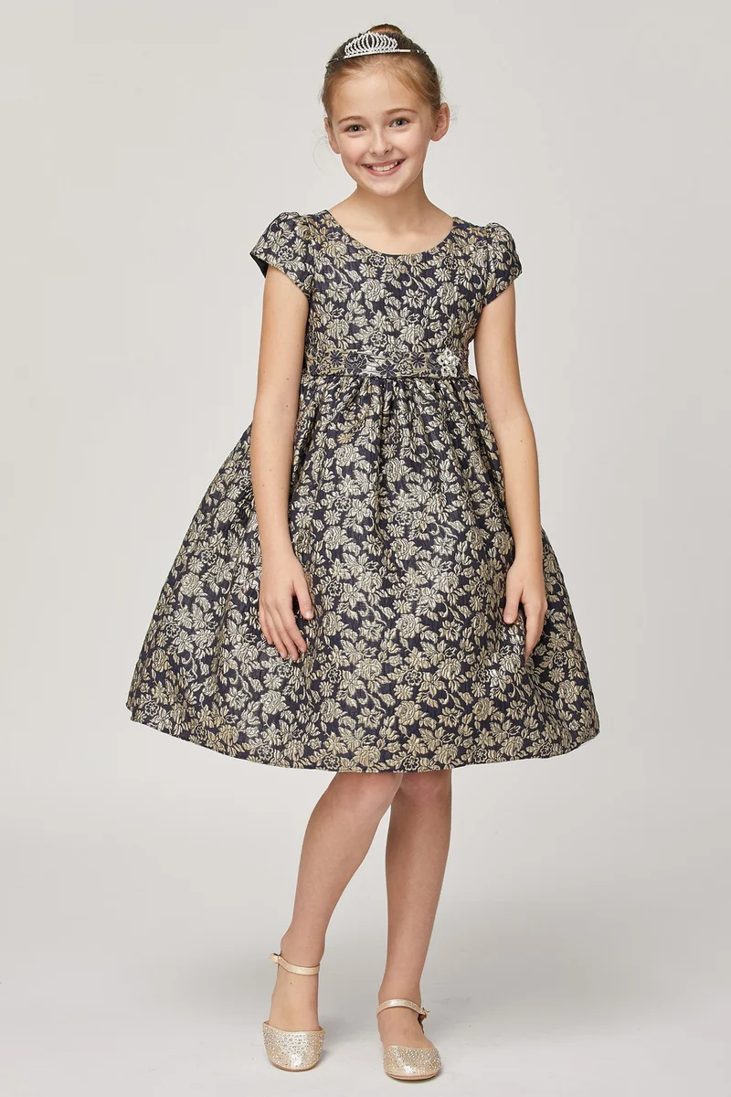 Metallisk Jaquard Girl Party Dress från Cinderella Couture USA ASME734