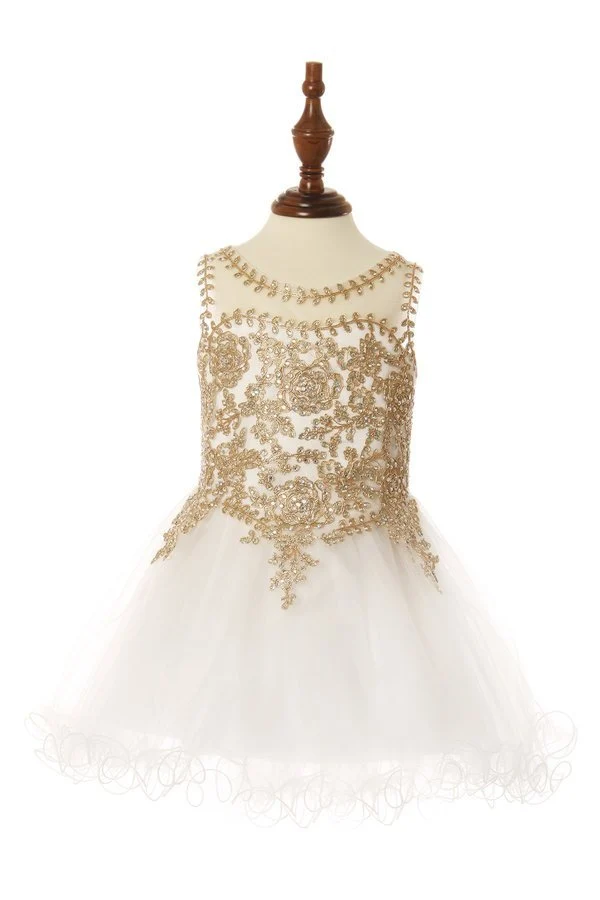 Spets Rhinestone Tyll Girl Baby Dress från Cinderella Couture USA 5017B