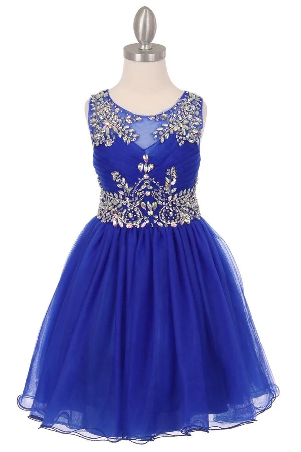 Plisserad flickklänning i tyll från Cinderella Couture USA 65007