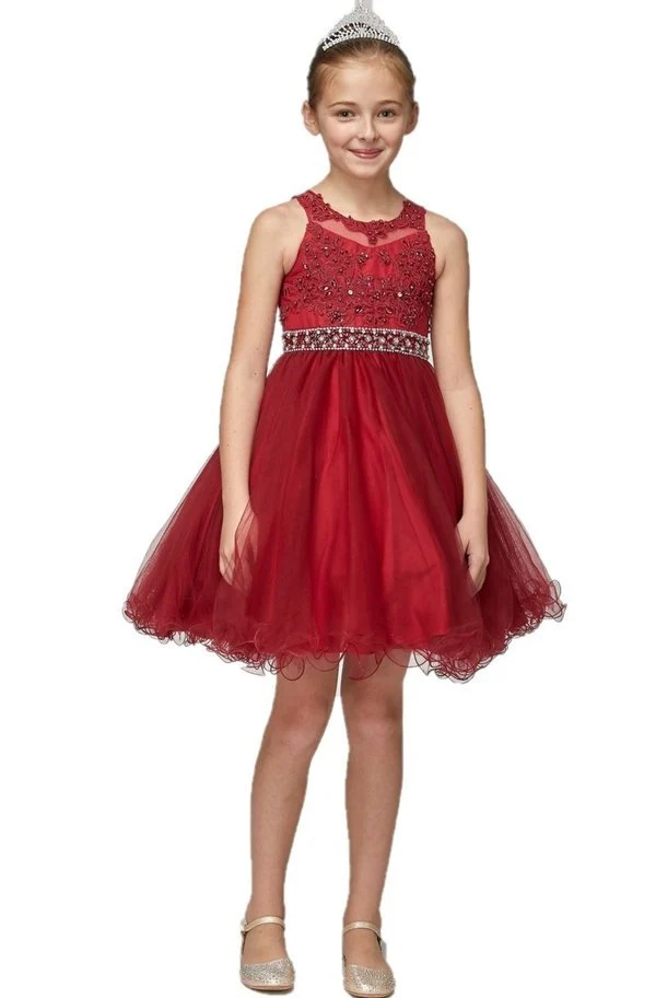 Strasspärlpärlspets Tyll Festklänning för Flicka från Cinderella Couture USA AS5013