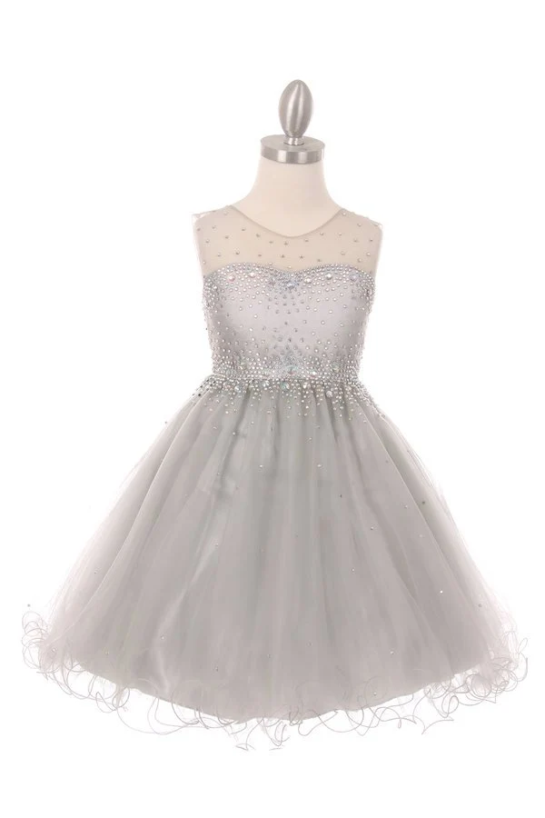Beaded Rhinestones Tyll Girl Party Dress från Cinderella Couture USA AS5029