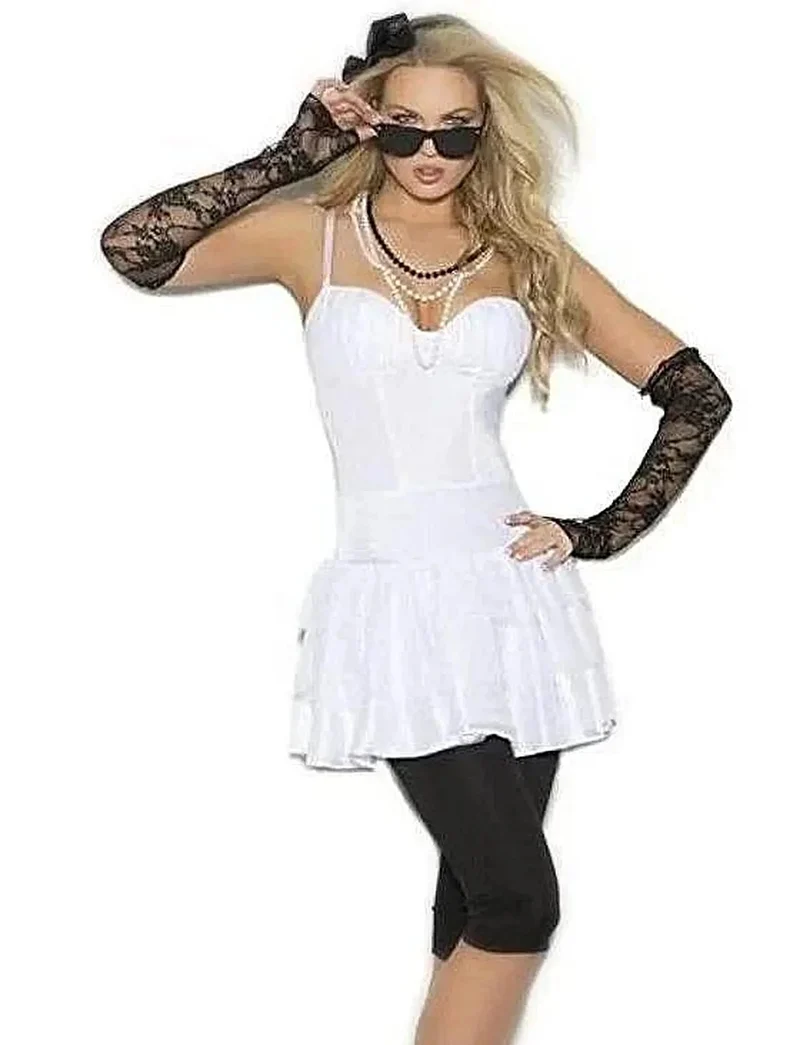 Rockstjärnekostym för kvinnor - Elegant Moments 6-delad kostym med klänning, leggings, handskar och accessoarer