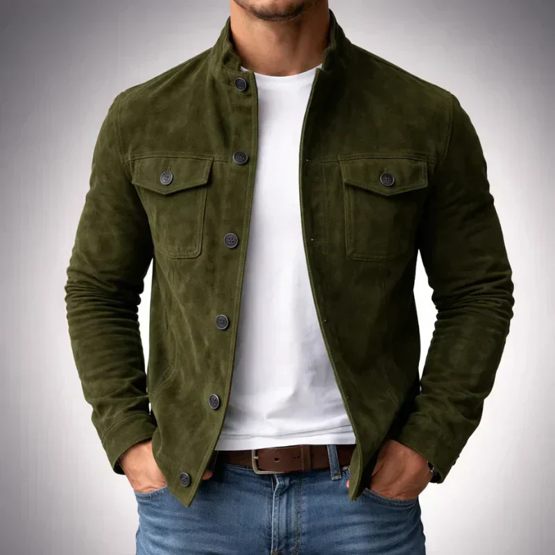 Herrjacka i mockaimitation med knappar