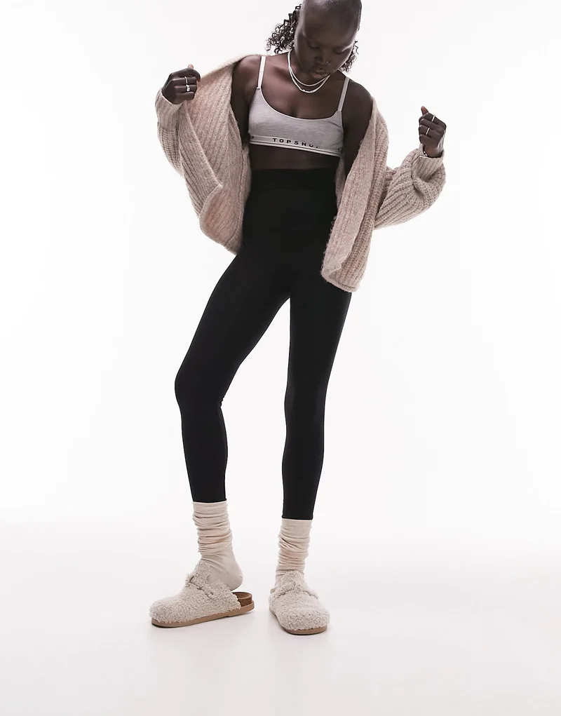 Topshop Petite high waisted legging in black