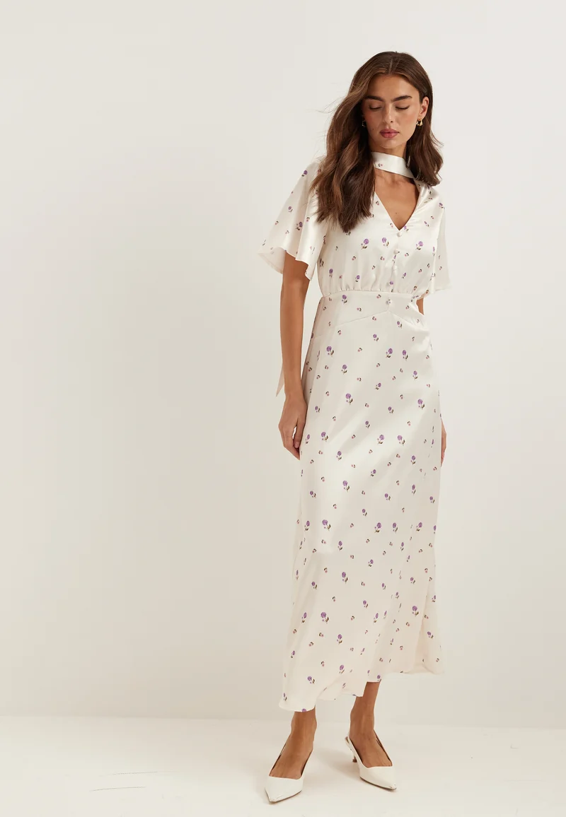 Satin Scarf Maxi Dress