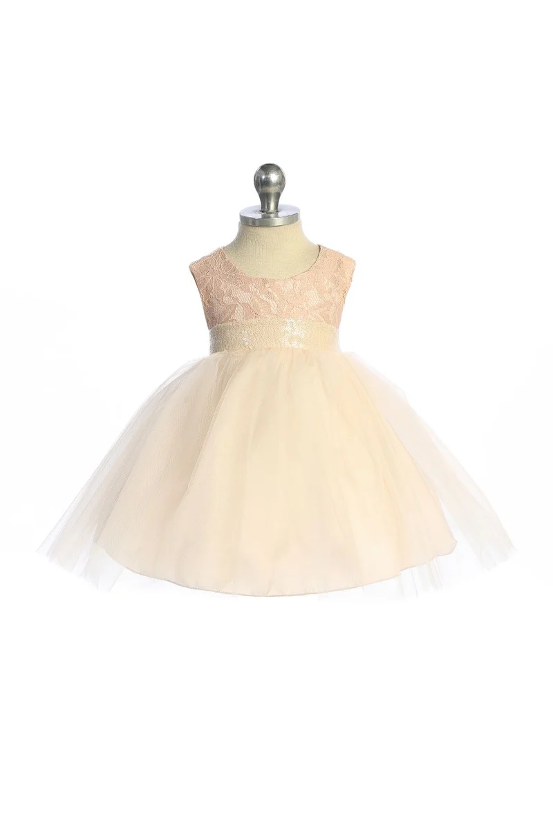 Baby Girl Spets Tyll Paljett Baksida V Party Dress- AS522B Kids Dream