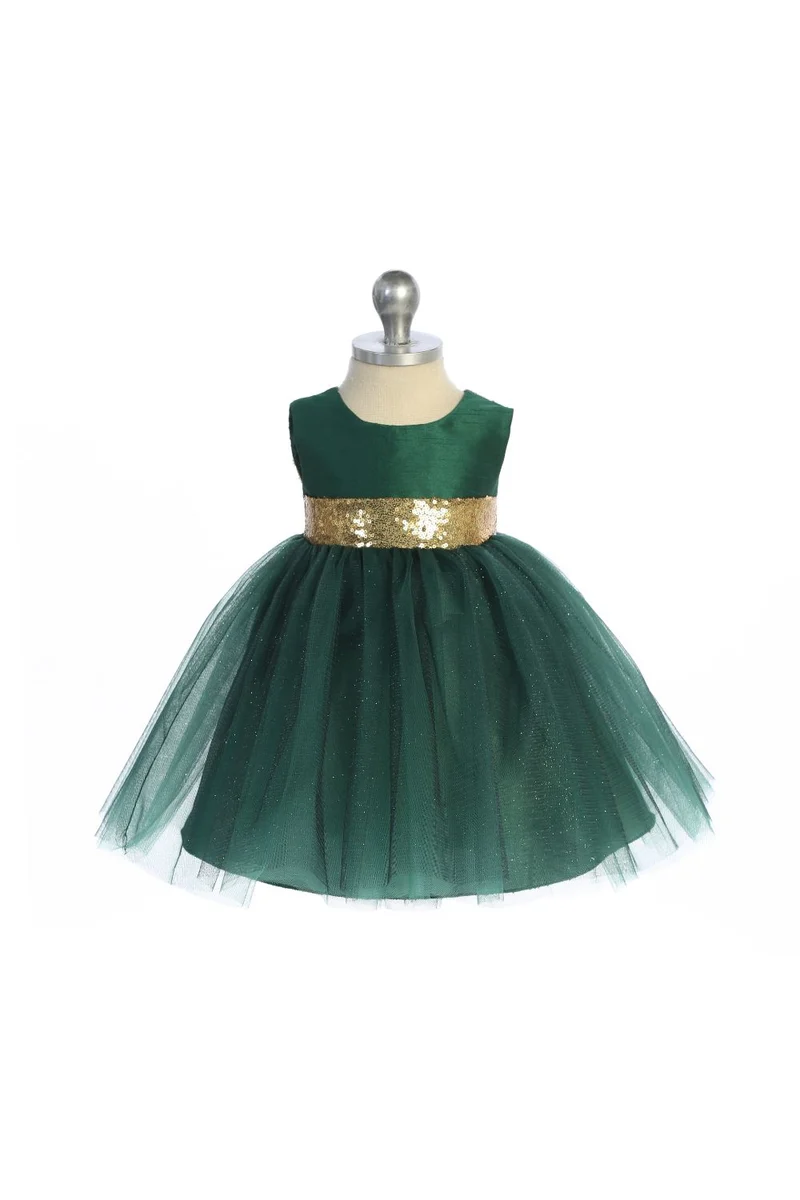 Baby Guld Silver Paljett V Back Girl Party Dress- AS498B Kids Dream