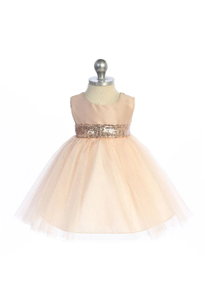 Baby Girl Rose Gold Paljett V Party Dress- AS498B Kids Dream