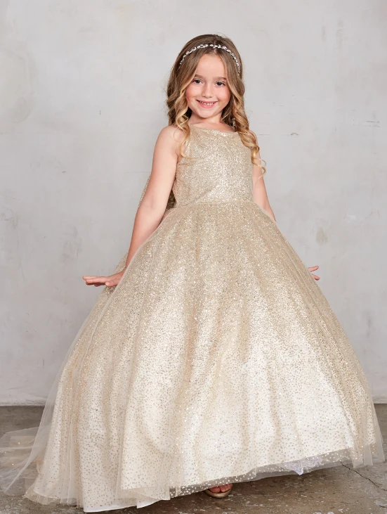Sparkling Glitter Train Dress med stor rosett från TIPTOP KIDS - AS5804