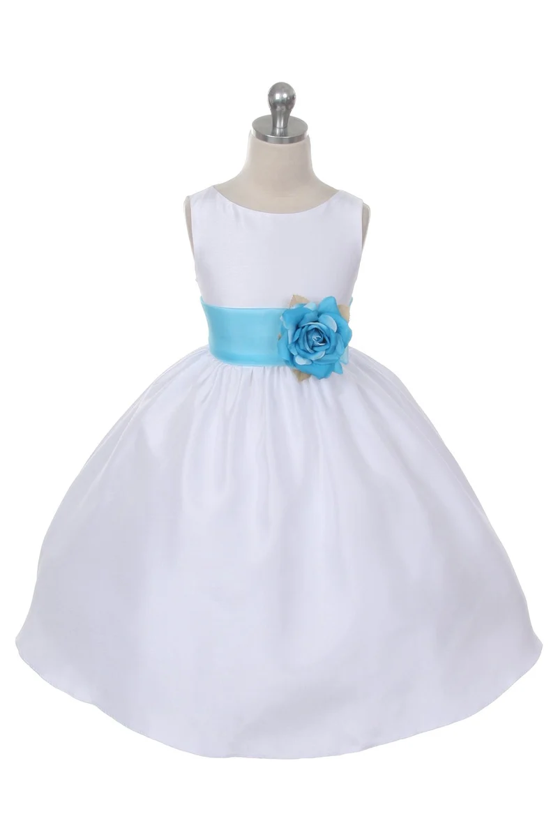 Poly Silk Organza Sash White Flower Girl Klänning från AS204 Kids Dream - Högtidliga flickklänningar