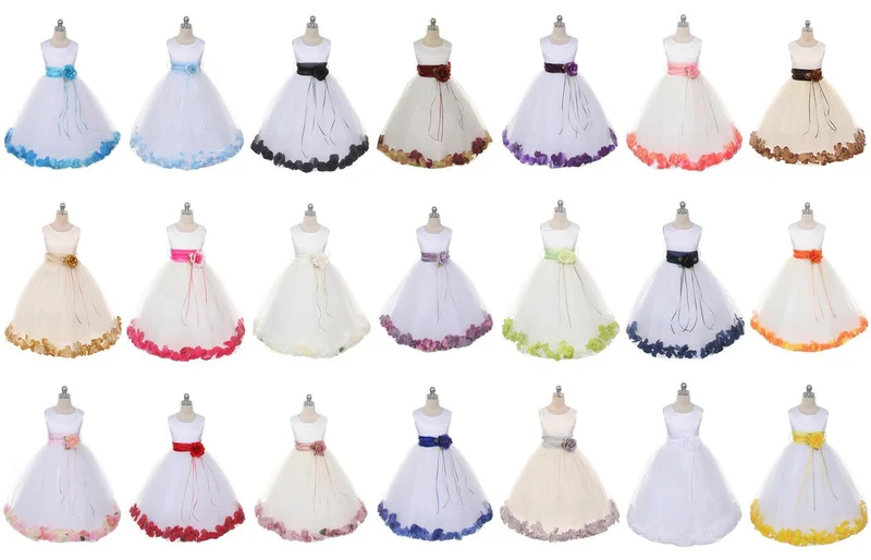 Sash Flower Petal Flower Girl Dress 2of2 av AS160B Kids Dream - Tjejklänningar
