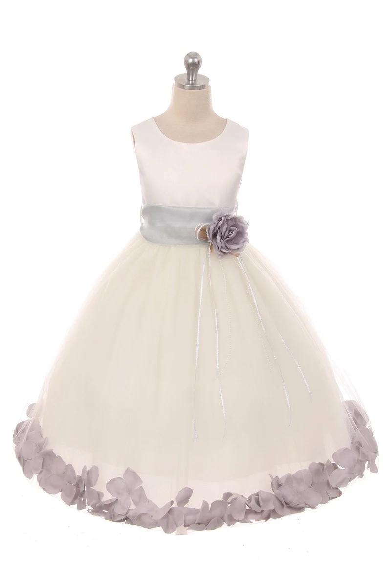 Sash Flower Petal Ivory Flower Girl Dress 2of2 by AS160B Kids Dream - Girl Högtidsklänningar