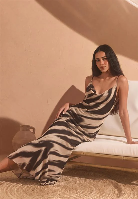 Cowl Neck Mesh Dress