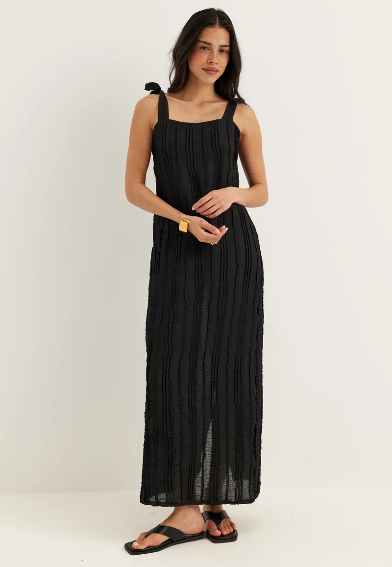 Tie Midi Frill Dress