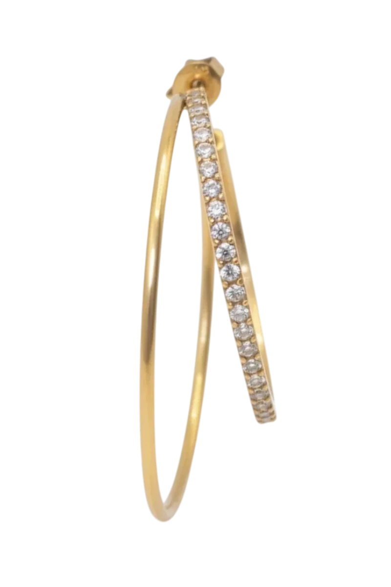 Jane Koenig - Double Olympia Hoop With Stone DOHS-SS26-SS-G_RIGHT - Golden