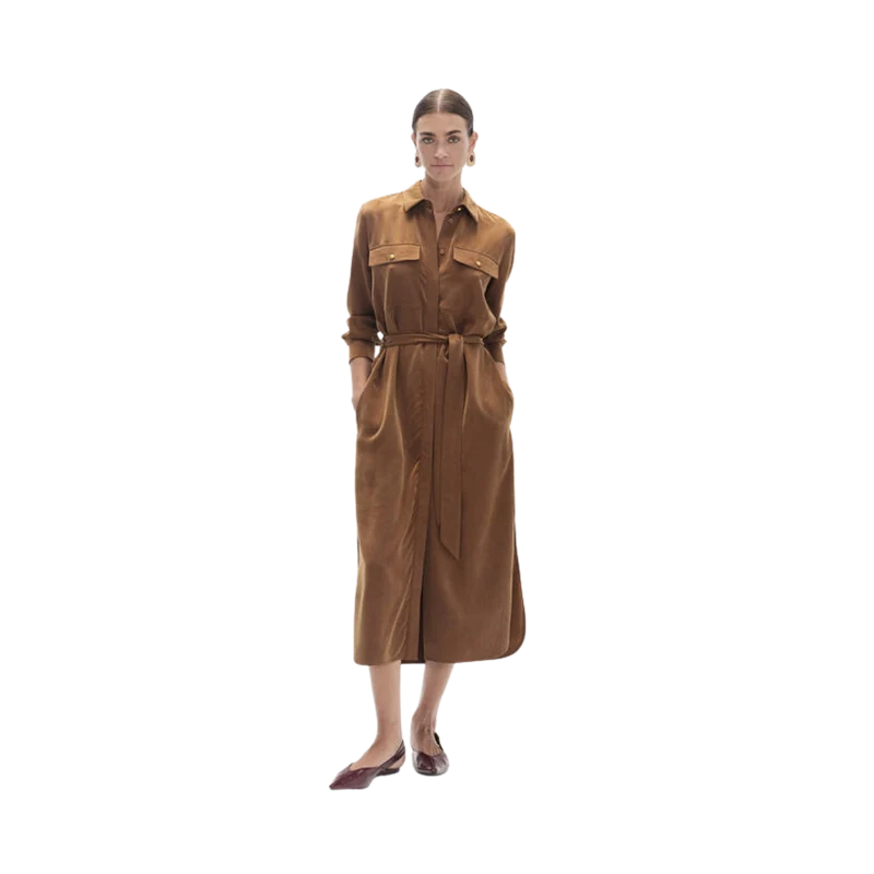 Fluid Suede Dress - 052 Camel