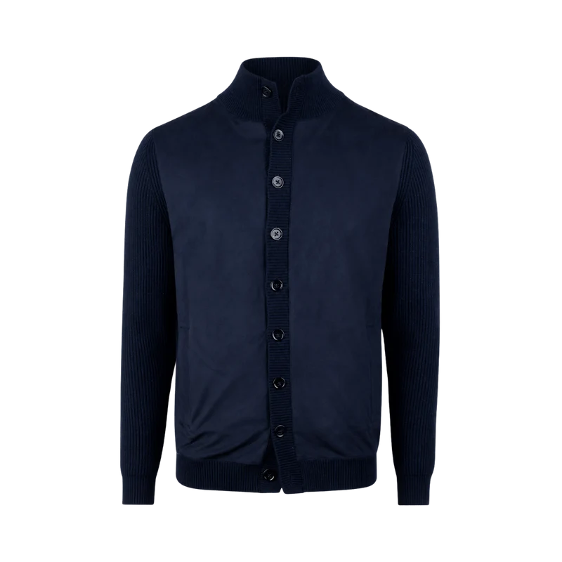 Cardigan Knitted Hybrid Buttoned - Navy