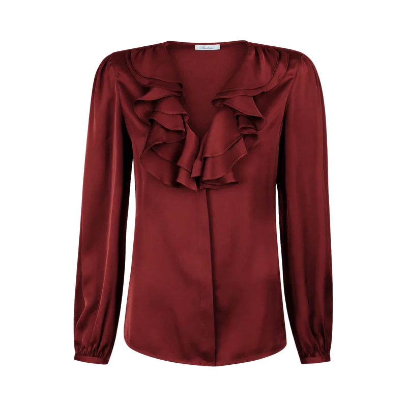 Mona Blouse Frill - Dark Red