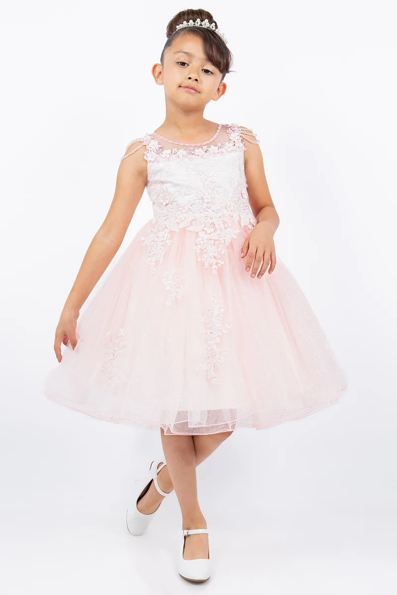 Illusion Top with Beads Flower Girl Dress från Cinderella Couture USA AS5131