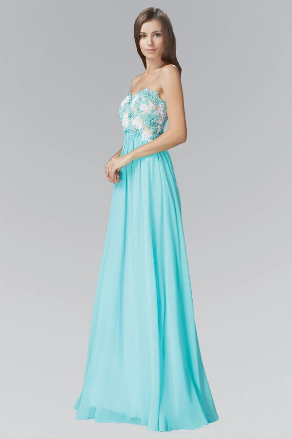 Elizabeth K - GL2050 - Broderi Axelbandslös Sweetheart Neck Dress