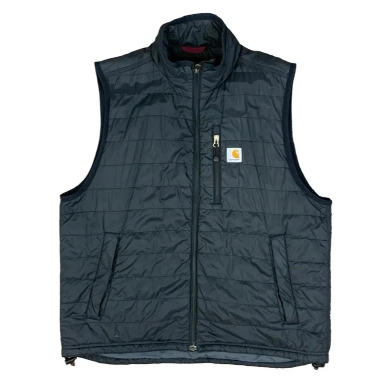 Carhartt Black Nylon Quilted Body Warmer Gilet Vest Warm Workwear UK L