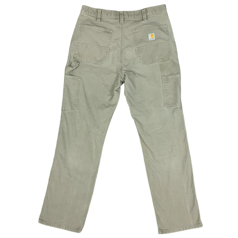 Vtg Carhartt Grey Duck Canvas Workwear Trousers Carpenter Pants USA 33W 31L