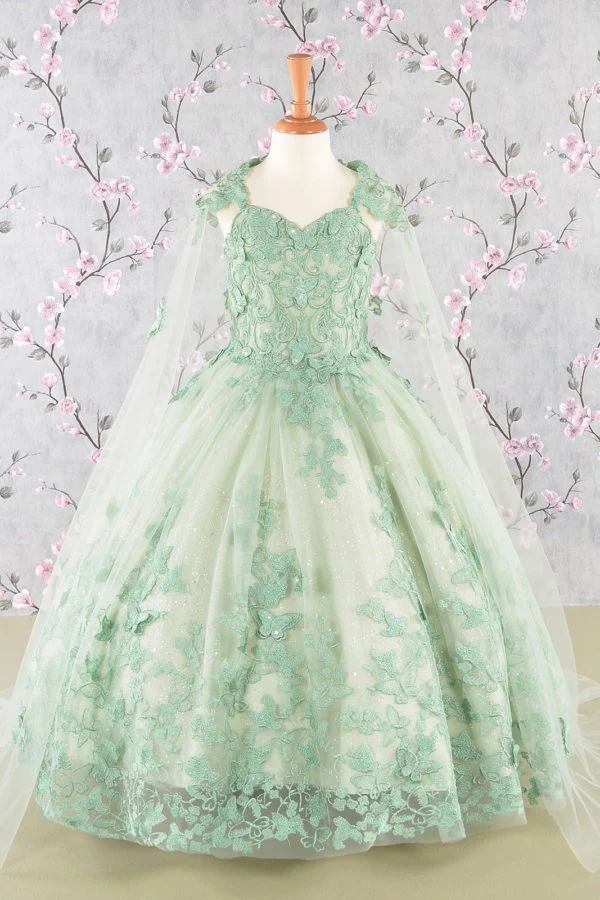 Butterfly Sequin Sweetheart Neckline Kids Mini Quince Dress från Elizabeth K - GK114
