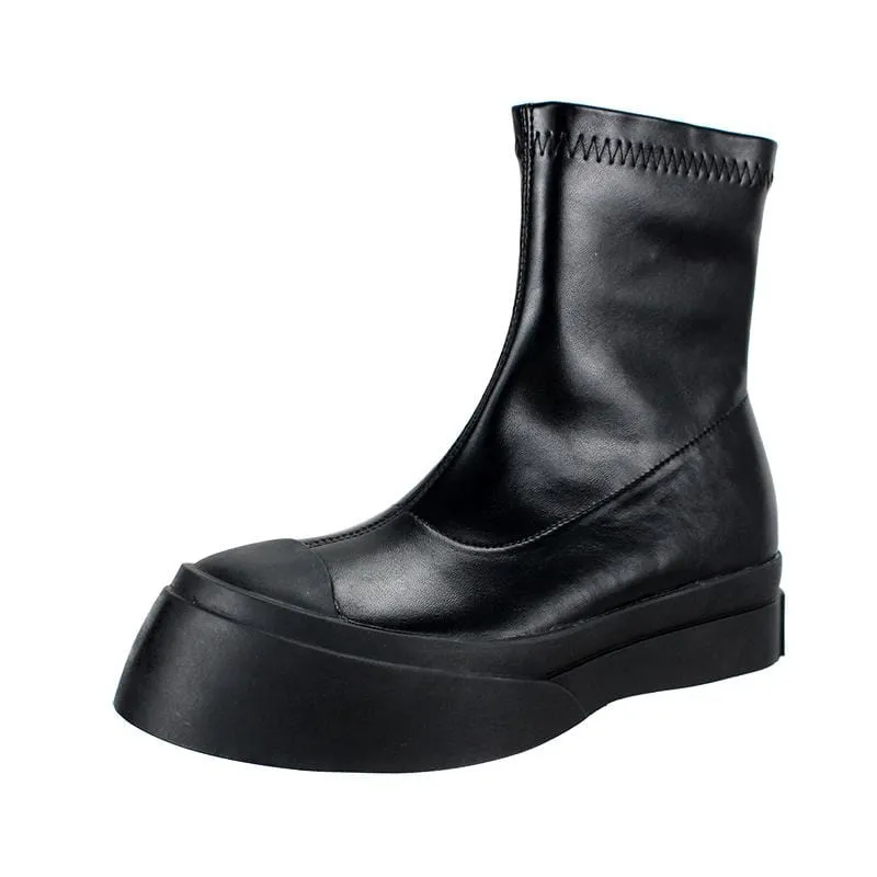Gothic Punk Zipper Splice Chelsea Boots för damer