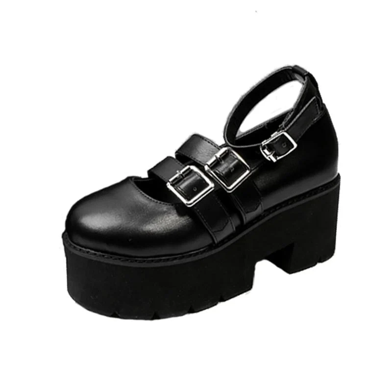 Gothic Punk Buckles Platform Lolita Shoes för kvinnor