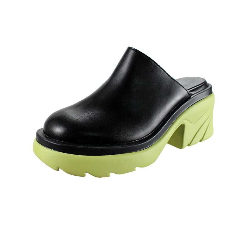 Gothic Punk Wedge Mules Tofflor för kvinnor