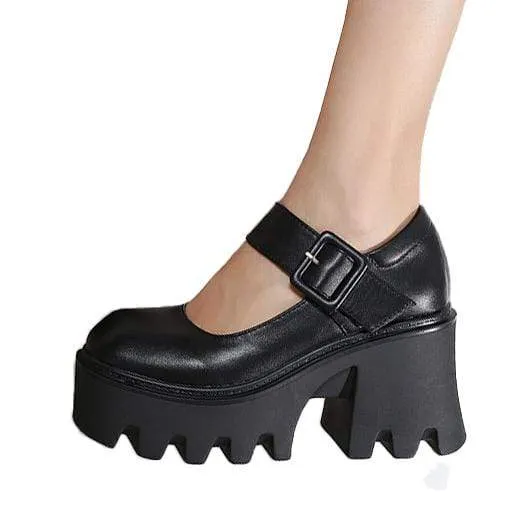 Gothic Punk Spänne Mary Jane Shoes för kvinnor