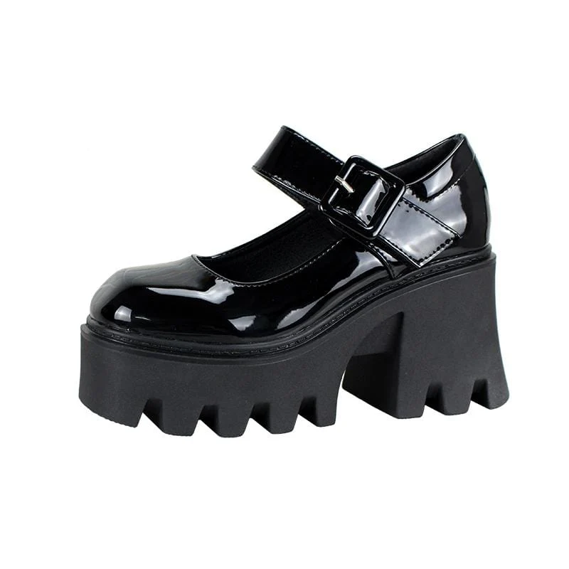 Gothic Punk Spänne Mary Jane Shoes för kvinnor
