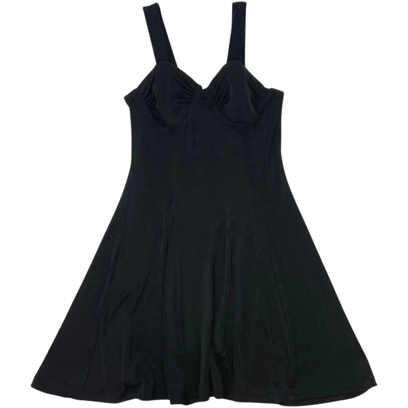 Vintage 90s Black Body-Con Skater Party Dress 6 XS