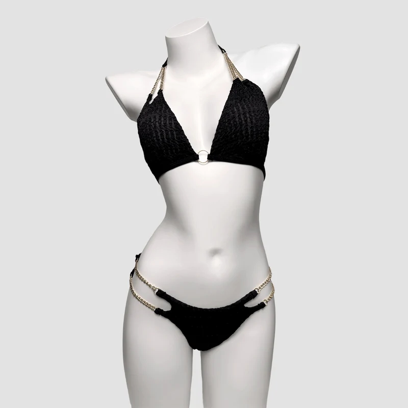 Kvinnors Grunge Chain Halter Bikiniset