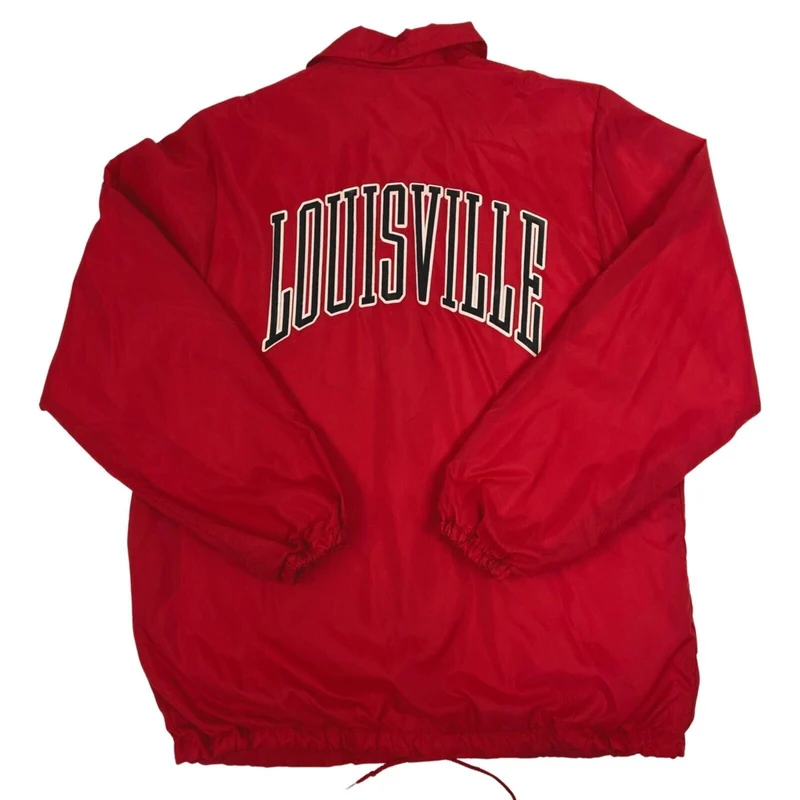 Vintage 90s 00s Red Louisville Made In USA Windbreaker L
