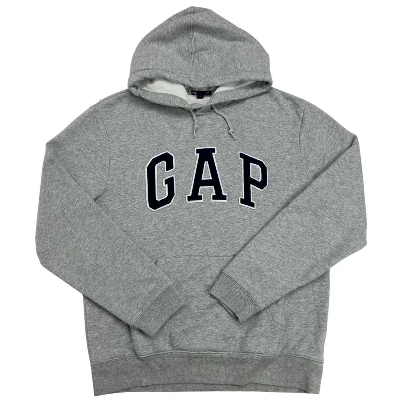 Vintage 90s 00s Grey Spell Out Appliqué Gap Hoodie L