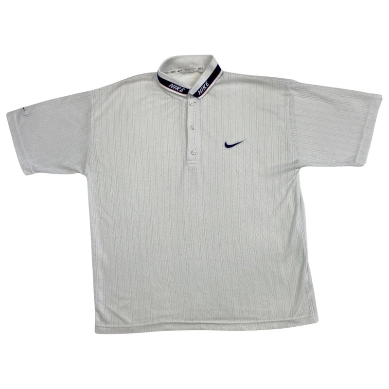 Vintage 1990s White Nike Embroidered Polo Shirt Large