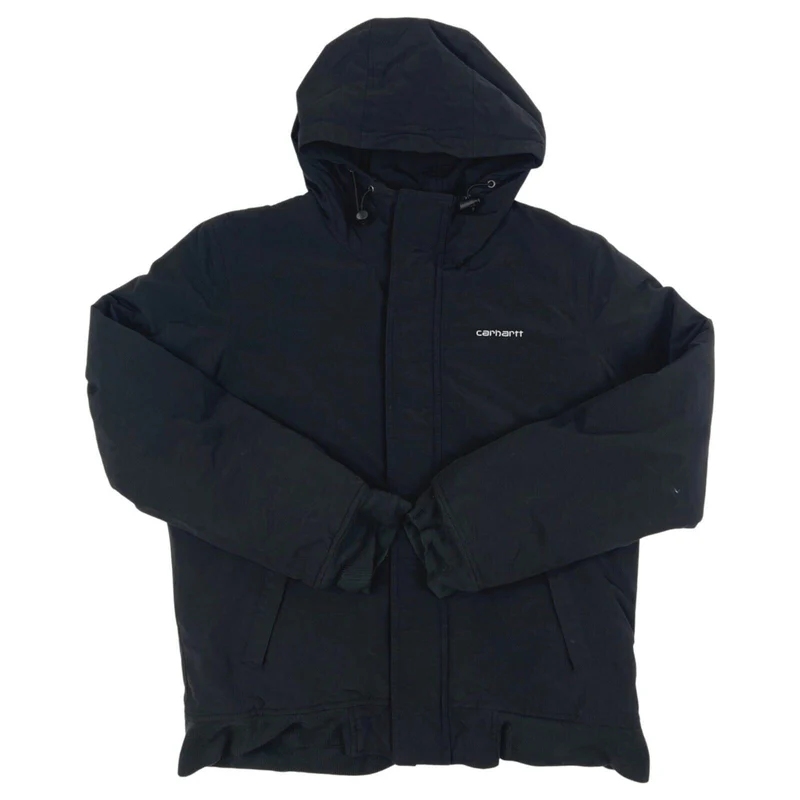 Vintage 90s Black Carhartt Hooded Puffa Coat Jacket Medium