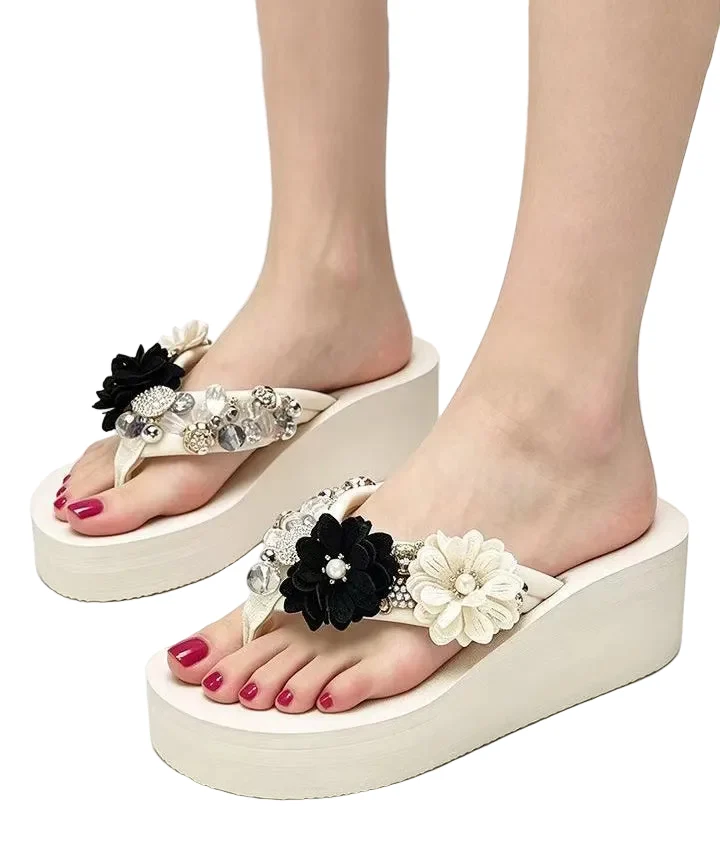 Dam Sandaler med Plattform och Blomdetalj