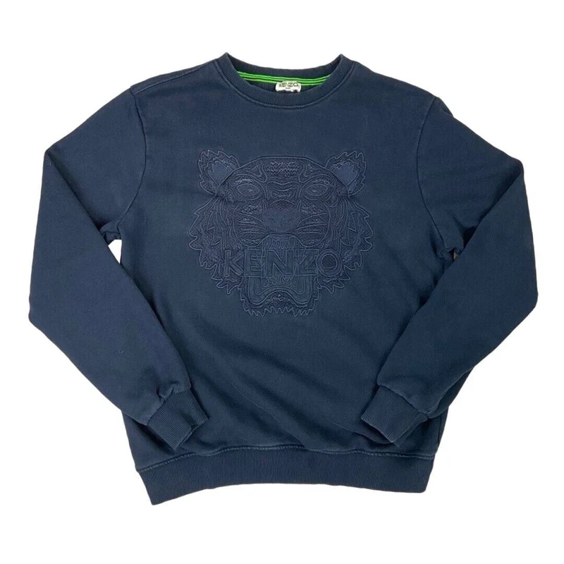 Vintage 90s 00s Navy Embroidered Kenzo Tiger Crew Neck Jumper S