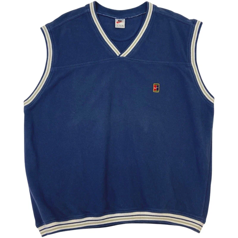 Vintage 90s Blue Embroidered Nike Challenge Court Sweater Vest XL