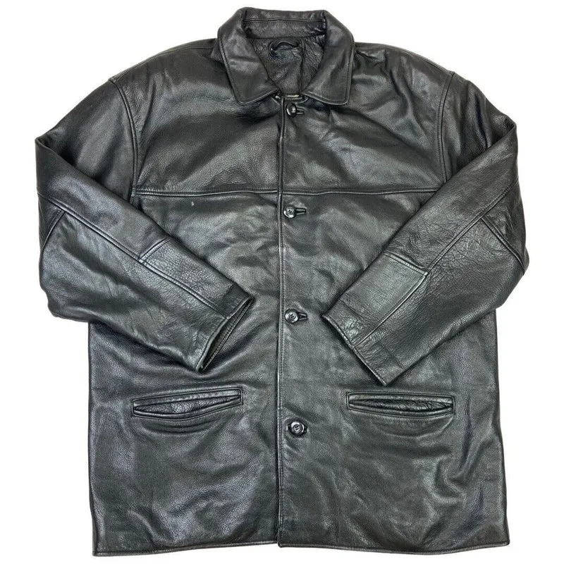 Vintage 90s McNeal Black Button Down Leather Jacket XXL