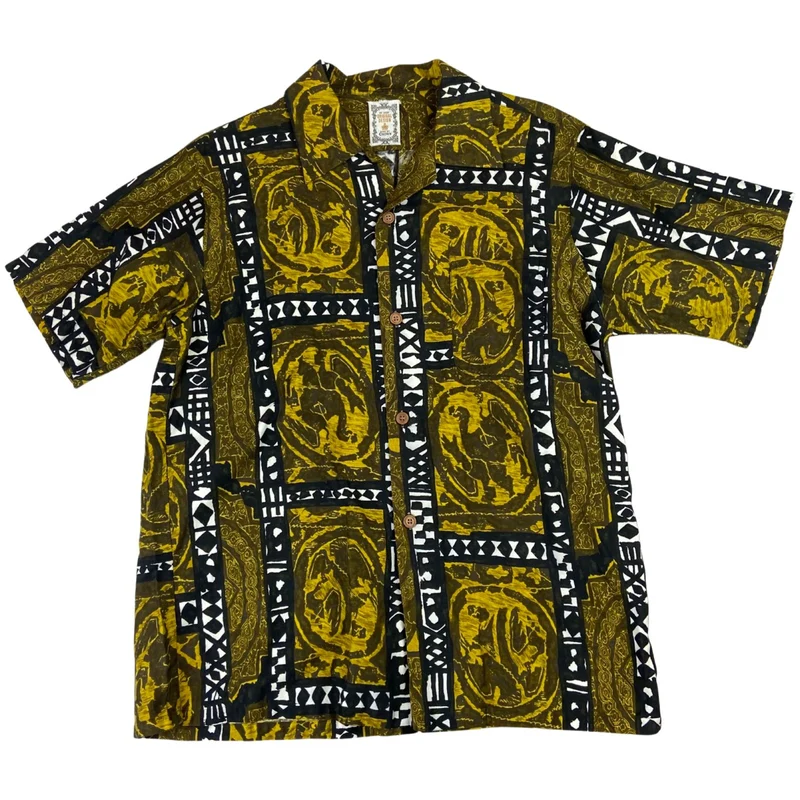 VTG 60s CROWN HAWAIIAN ALOHA SHIRT ROCKABILLY HOT ROD TIKI 43” (40) M
