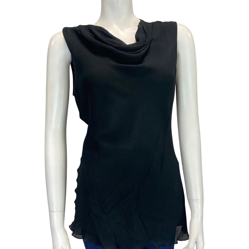 Vintage 90s 00s Black Armani Collezioni Cowl Neck Top 8 10 S