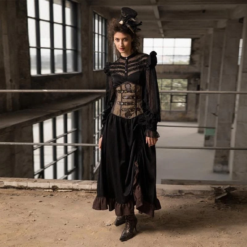 Goth Middy Lång Klänning för kvinnor