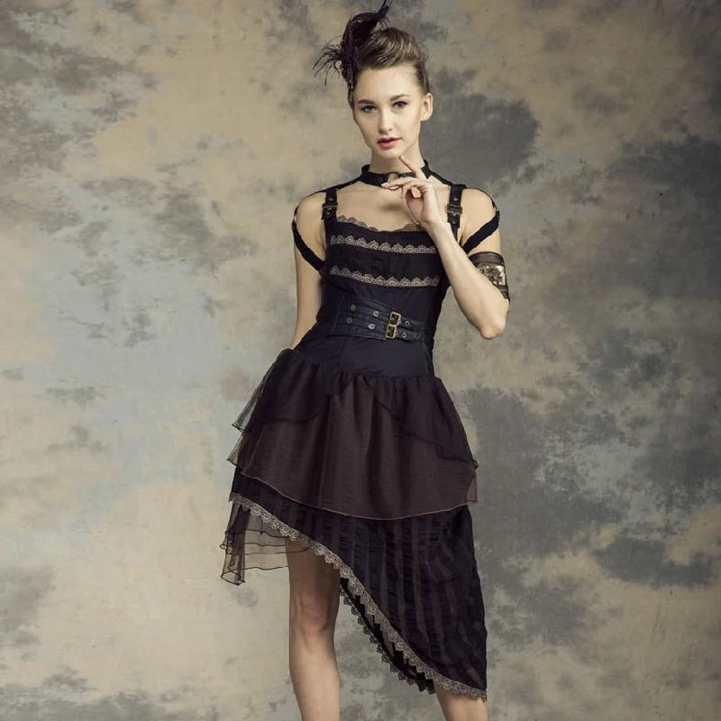 Asymmetrisk Steampunk-klänning för kvinnor