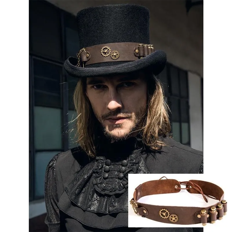 Steampunk Bullet Mössa i konstläder för män